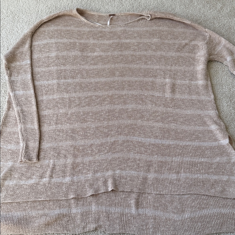 Free People Tan/Cream Tunic Knitted Long Sleeve Sweater Top Size XS